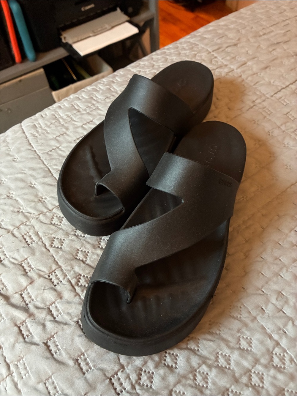 Black Slip-On Cross-Strap Sandals crocs